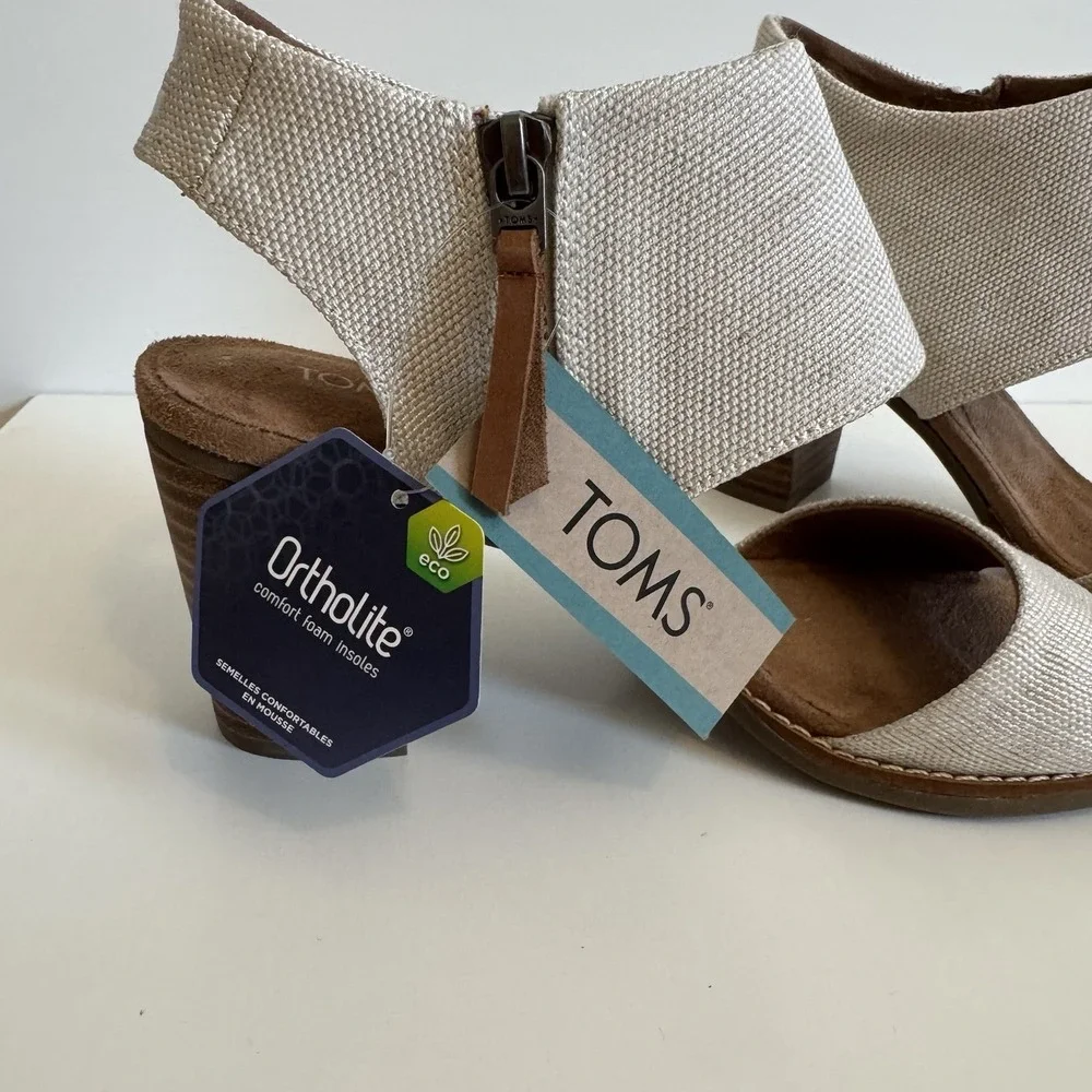 NWT TOMS Majorca Cutout Sandal -Natural Yarn Dye Cottagecore Modest Chic Comfort